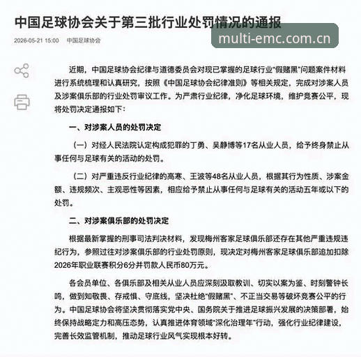中国足协第三批禁足名单详解：17人终身禁赛背后的足坛乱象